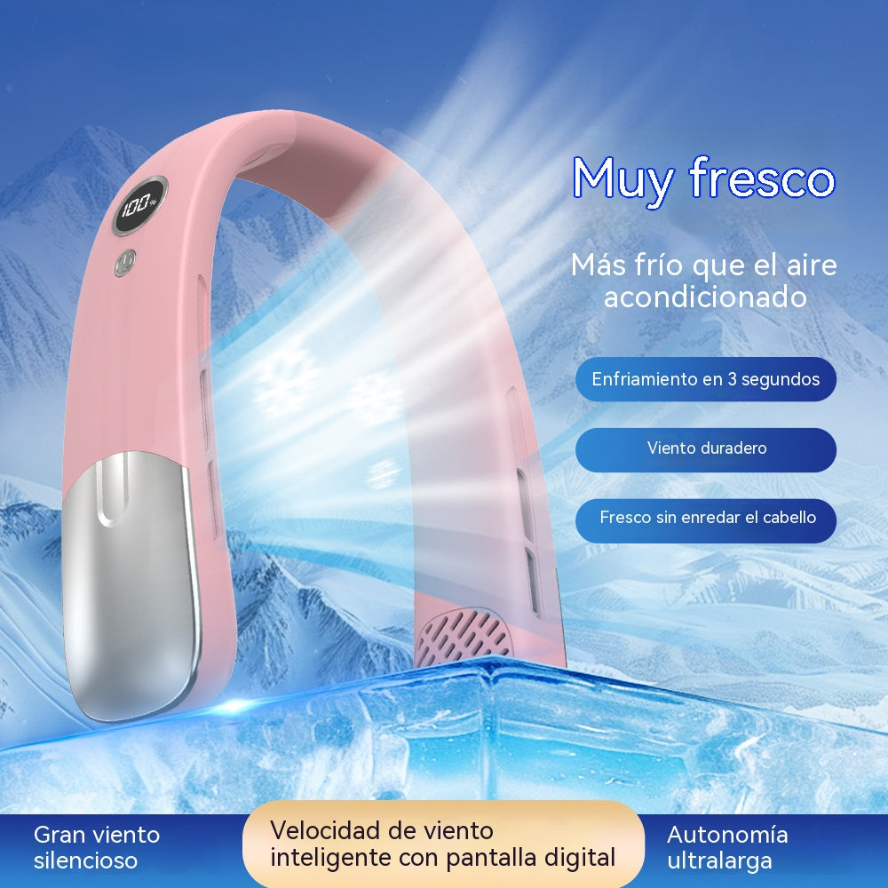 💨【Versión actualizada】 Ventilador de aire acondicionado con cuello – Extremadamente silencioso, portátil y giratorio 360° – Ideal para el verano 🌞