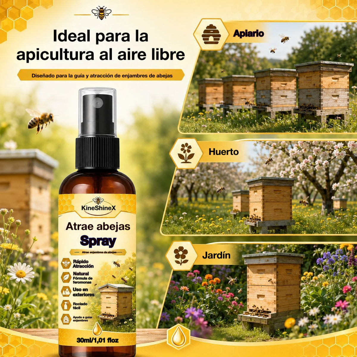 🐝🐝【Compra 1 y llévate 2 gratis】Spray natural para atraer abejas al aire libre.