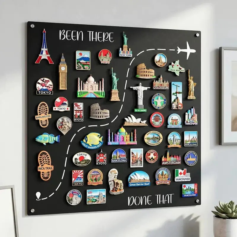 🌍Panel magnético para imanes de viaje y expositor de imanes de recuerdo para decoración de paredes