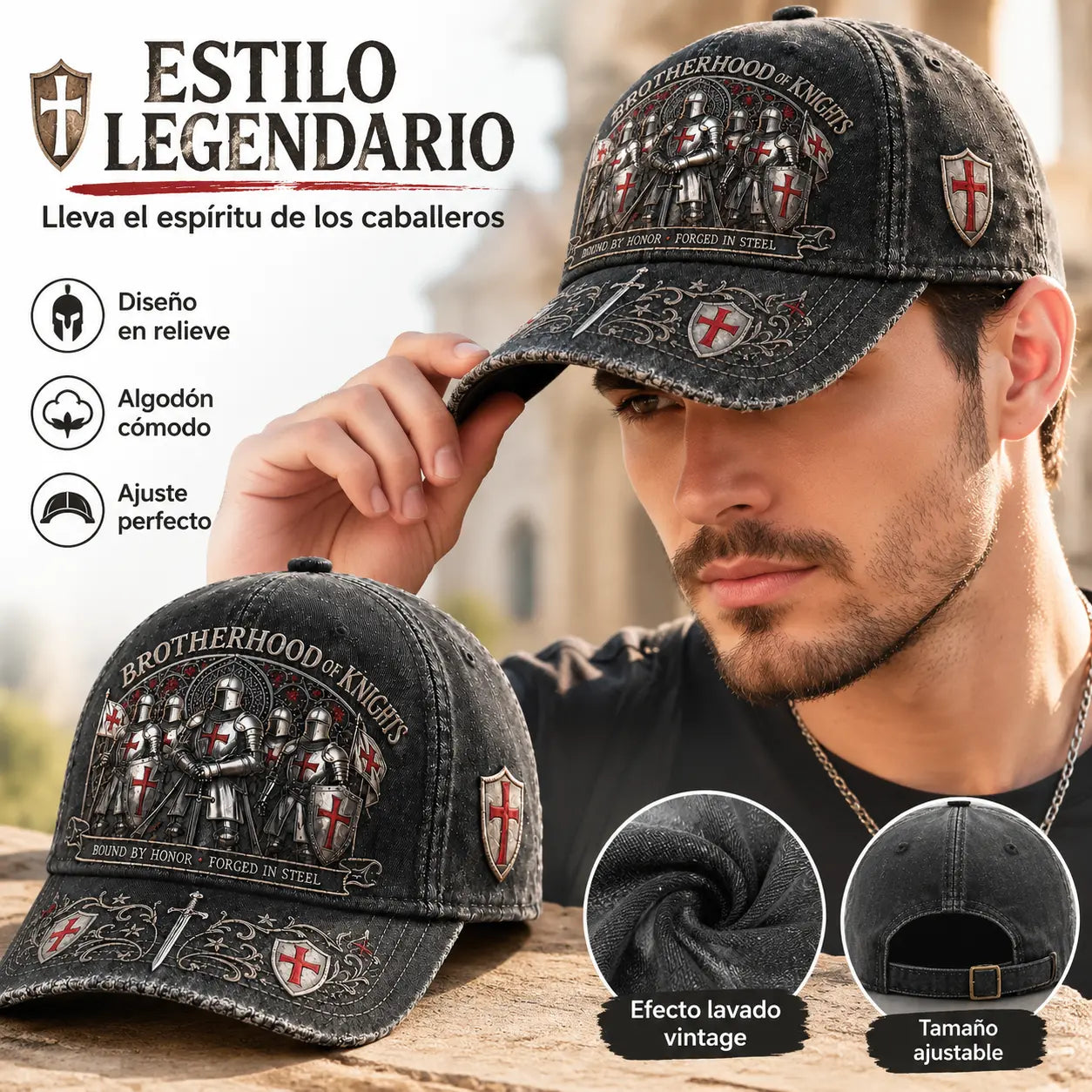 🛡️🧢Guardian Knight baseball sapka: állítható, lélegző és napvédő.