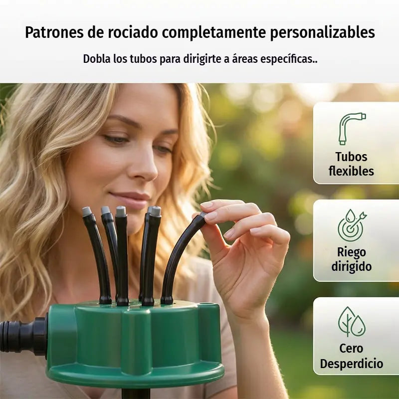 💦🌿Aspersor automático multicabezal de jardín de 360°