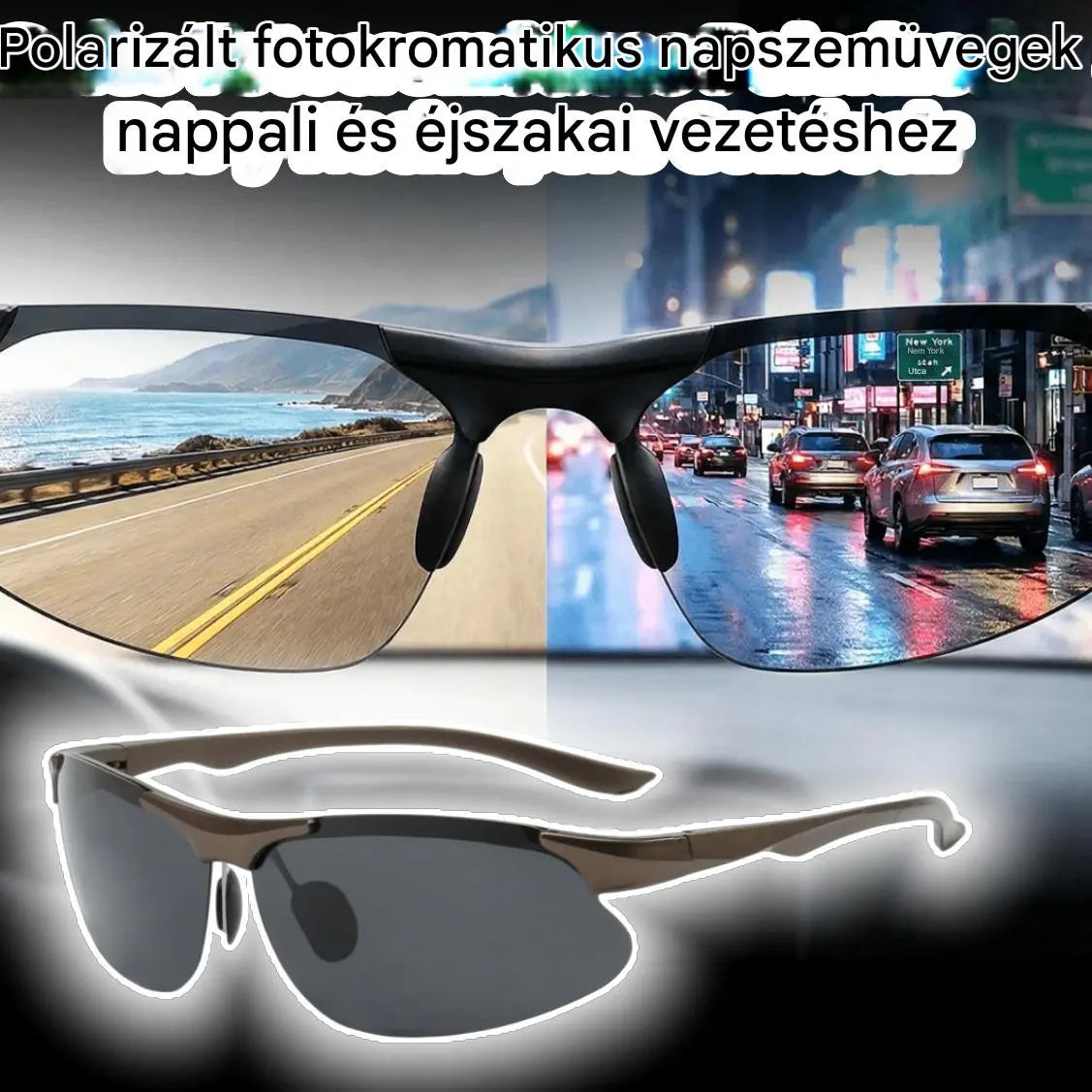 🕶️ Polarizált fotokromatikus nappali és éjszakai vezetési szemüveg 🚗