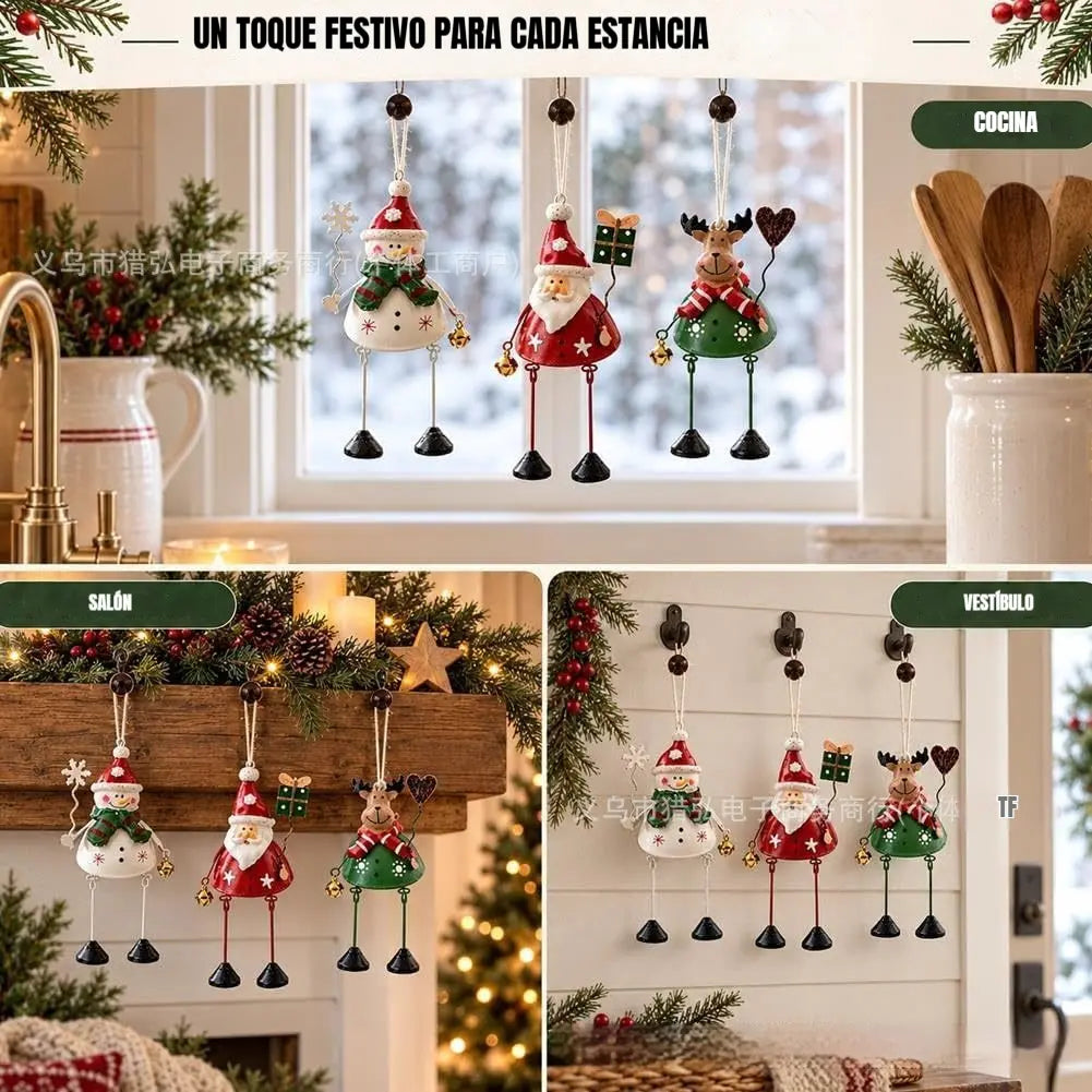 🌲3 por 28 euros⏳ ¡Último día! 49% de descuento – 🎅✨ Adornos navideños colgantes de metal pintados a mano