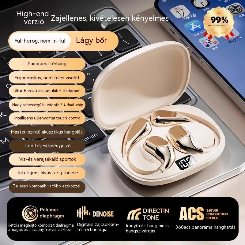 đVezetĂ©k nĂ©lkĂŒli Bluetooth fĂŒlhallgatĂł beĂ©pĂtett fĂŒlhorgos csontvezetĂ©s nĂ©lkĂŒl đïžđ§