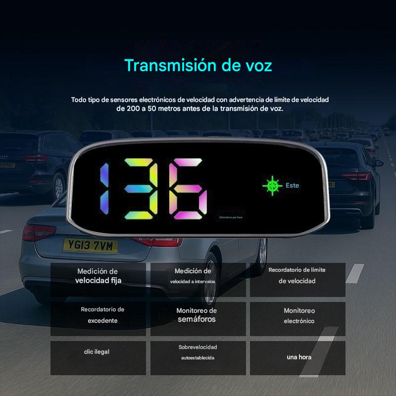 🚗Nuevo dispositivo de alerta de seguridad con pantalla de visualización frontal (HUD) solar, sin cables, que integra velocidad y hora
