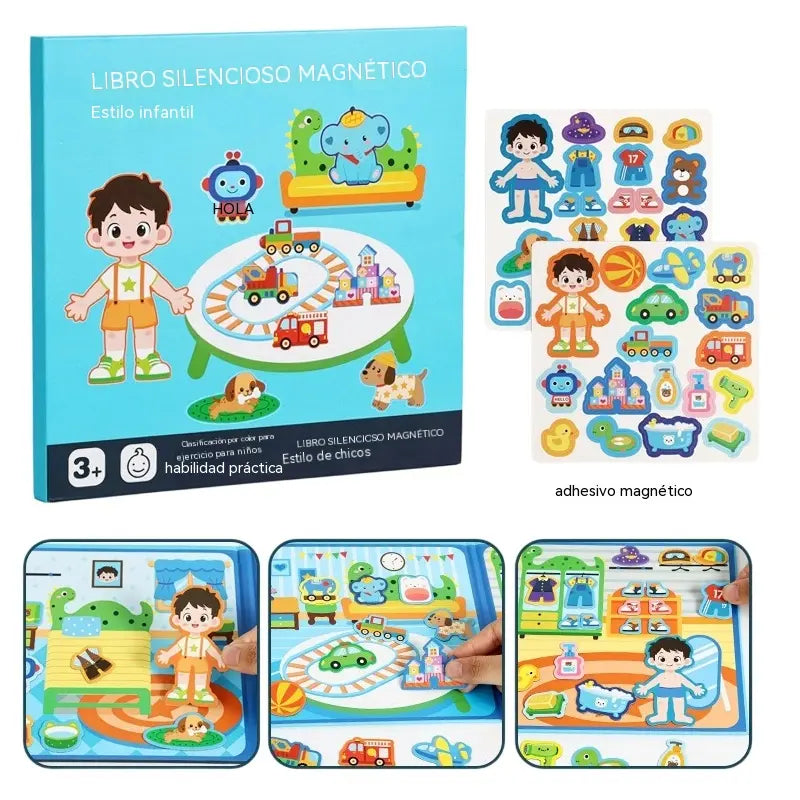 👶🧠Libro magnético silencioso para niños, rompecabezas plegable con escena, juguete educativo temprano para niños y niñas📚