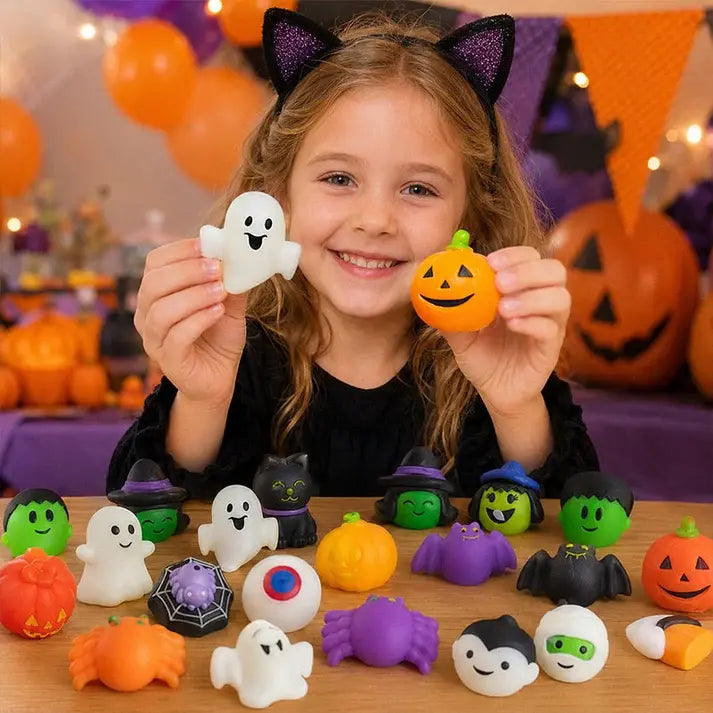 50 darab 9500🎃Halloween témájú empanada alakú stresszoldók, imádnivaló tökös szellem empanadák.