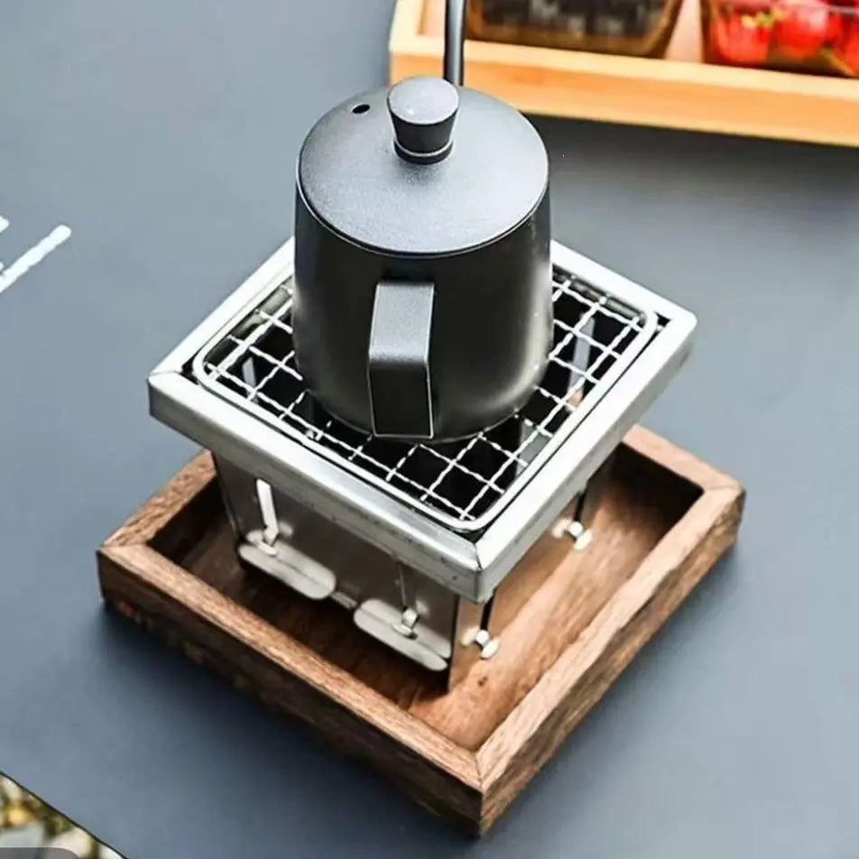 🍢🍤 Parrilla de carbón portátil, plegable y de acero inoxidable / Hornillo de bolsillo para exteriores