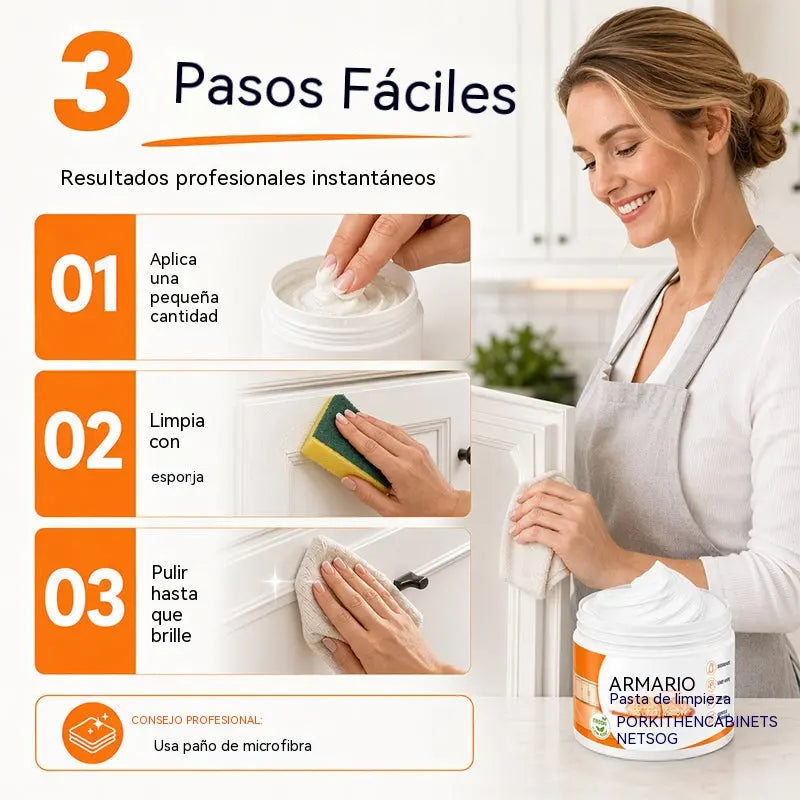 💥【Compra 1 y llévate 1 gratis】2 pieza 27 euros🏠Pasta limpiadora para armarios de madera con esponja para la renovación de muebles.