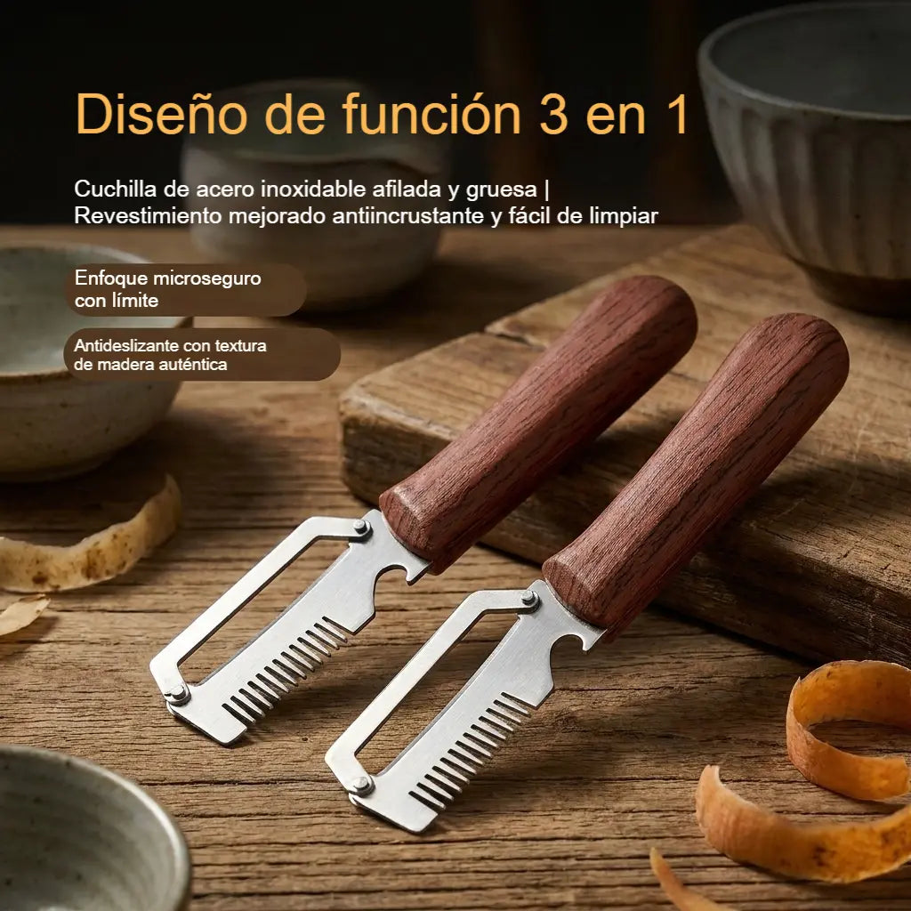 🔥【30% OFF】✅Compra 1, llévate 1 gratis (2 artículos) 🧅🔪 Pelador de cocina multifuncional 3 en 1: ¡Pela, corta y abre botellas! 🔥