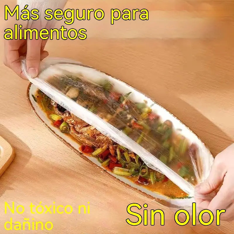 🔥【Compra 1 y llévate 1 gratis】🍽️ 200 tapas elásticas desechables para platos y cuencos, cubiertas elásticas para cuencos