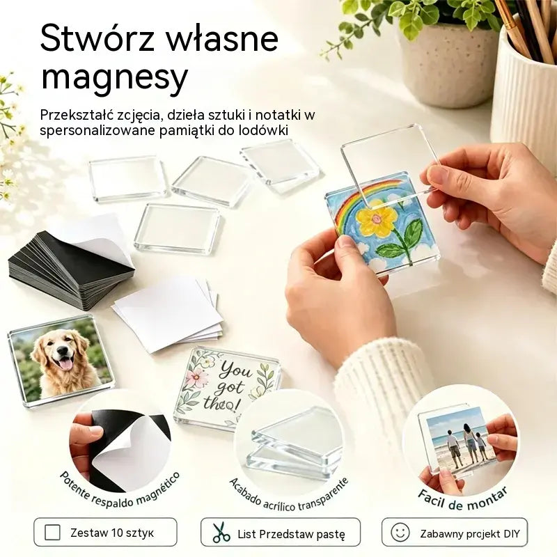 🧲✨ Zestaw DIY z transparentnymi magnesami na lodówkę | Stwórz własne wspomnienia