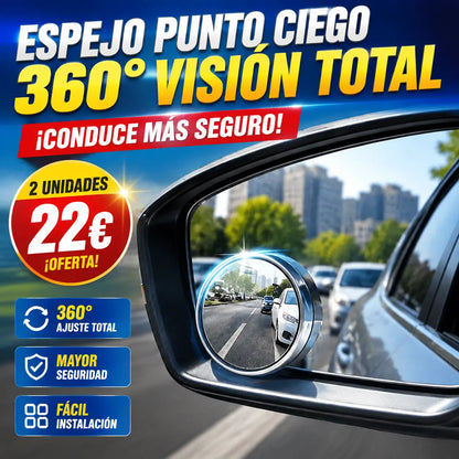 🔥【2 por solo 22 euros】🚗 Espejo retrovisor redondo de 360°, dile adiós a los puntos ciegos al conducir