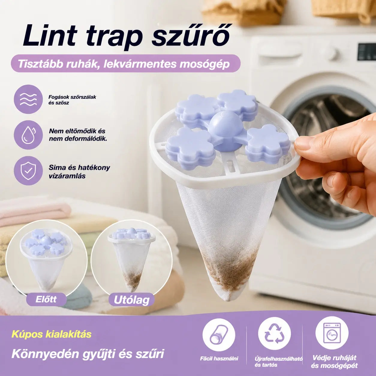 🌀6 darab 8700 Ft✨ Lebegő szűrő mosógéphez – minden mosásnál megfogja a szöszöt, a szőrt és a házi kedvencek szőrét 🧺