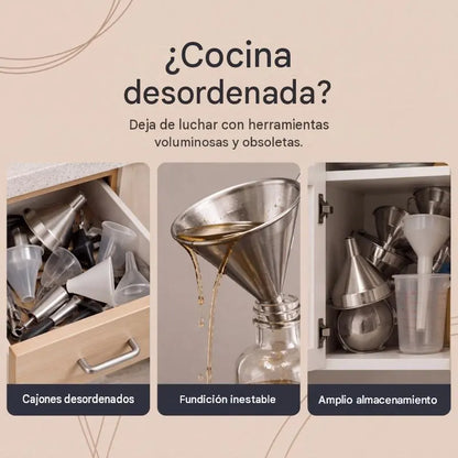 🔥【Compra 3 y llévate 3 gratis】🛡️ Embudo de silicona de boca ancha apto para uso alimentario: flexible, a prueba de fugas y resistente al calor, seguro para el uso diario 🍴✅