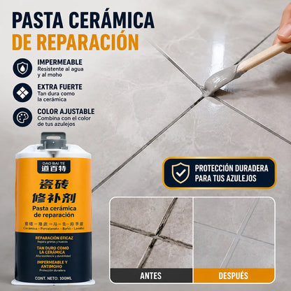 ✨【Compra 1 y llévate 1 gratis】2 piezas por 27 euros Pasta reparadora de azulejos cerámicos de doble tubo, un adhesivo mágico para rellenar grietas y agujeros.【Enviar herramientas】