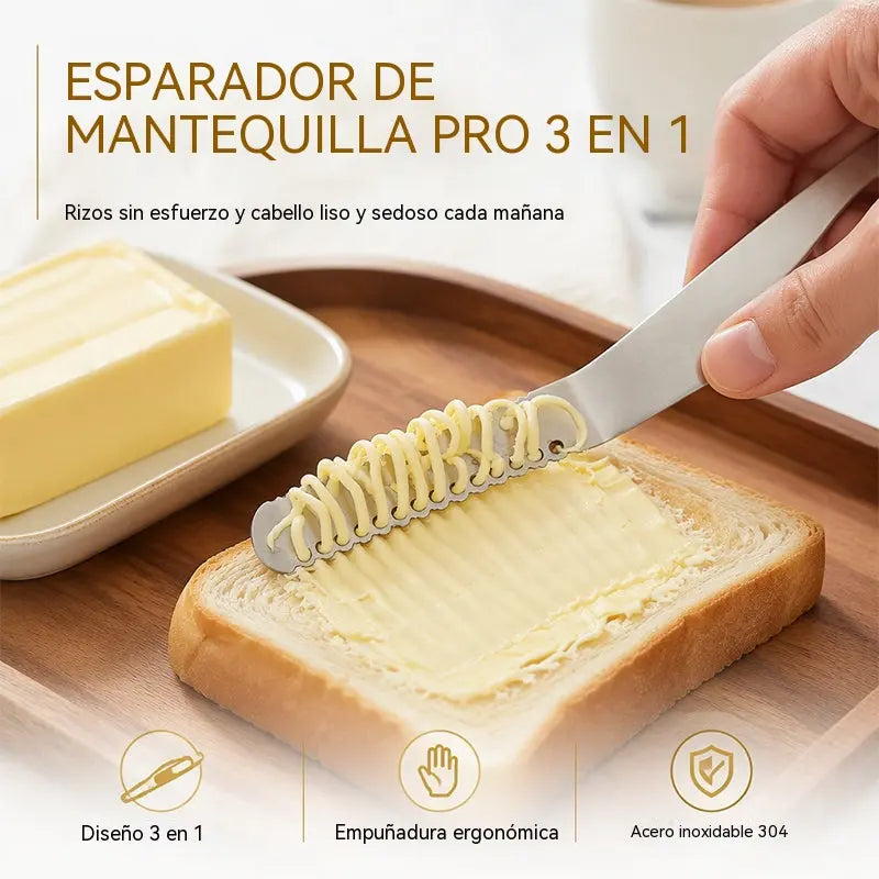 🔥【Compra 1 y llévate 1 gratis】🧈Cuchillo y espátula para mantequilla profesional 3 en 1 de acero inoxidable 304