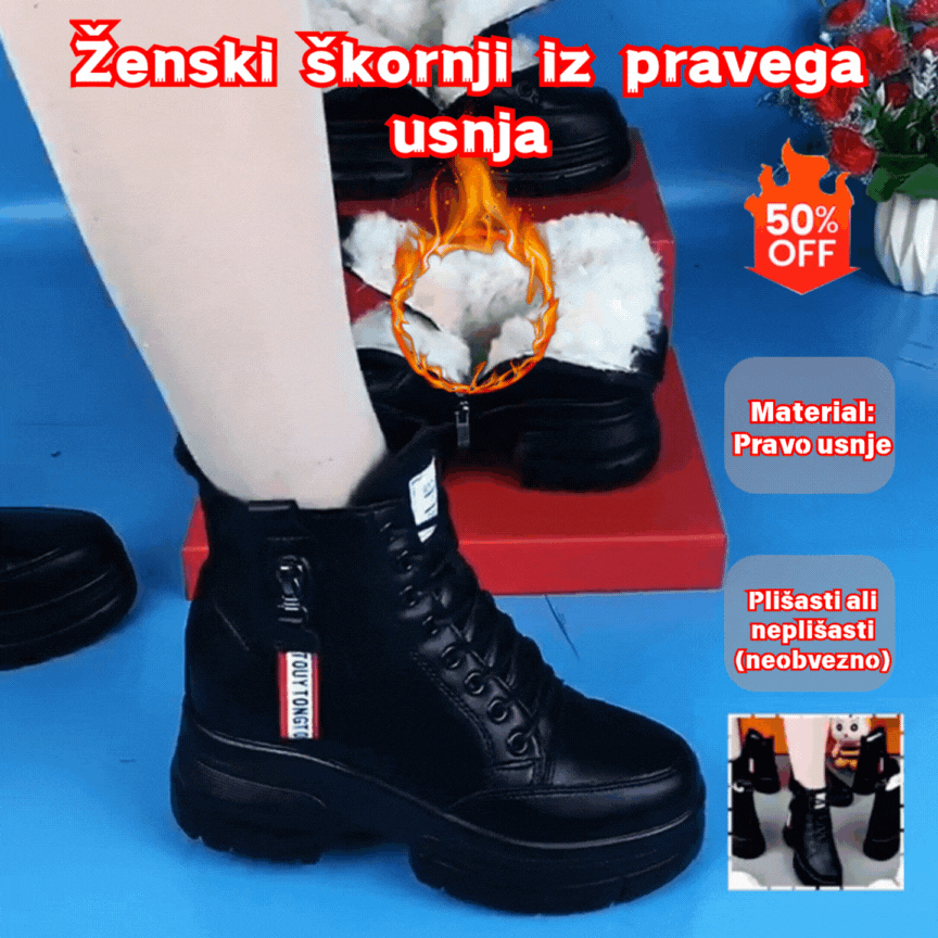 🔥【Sleva 45 %】🔥【Velikosti 35–40】🥾 Zcela nové zimní boty z pravé kůže, s hustou fleecovou podšívkou a silnou, kvalitní bavlněnou stélkou 💟