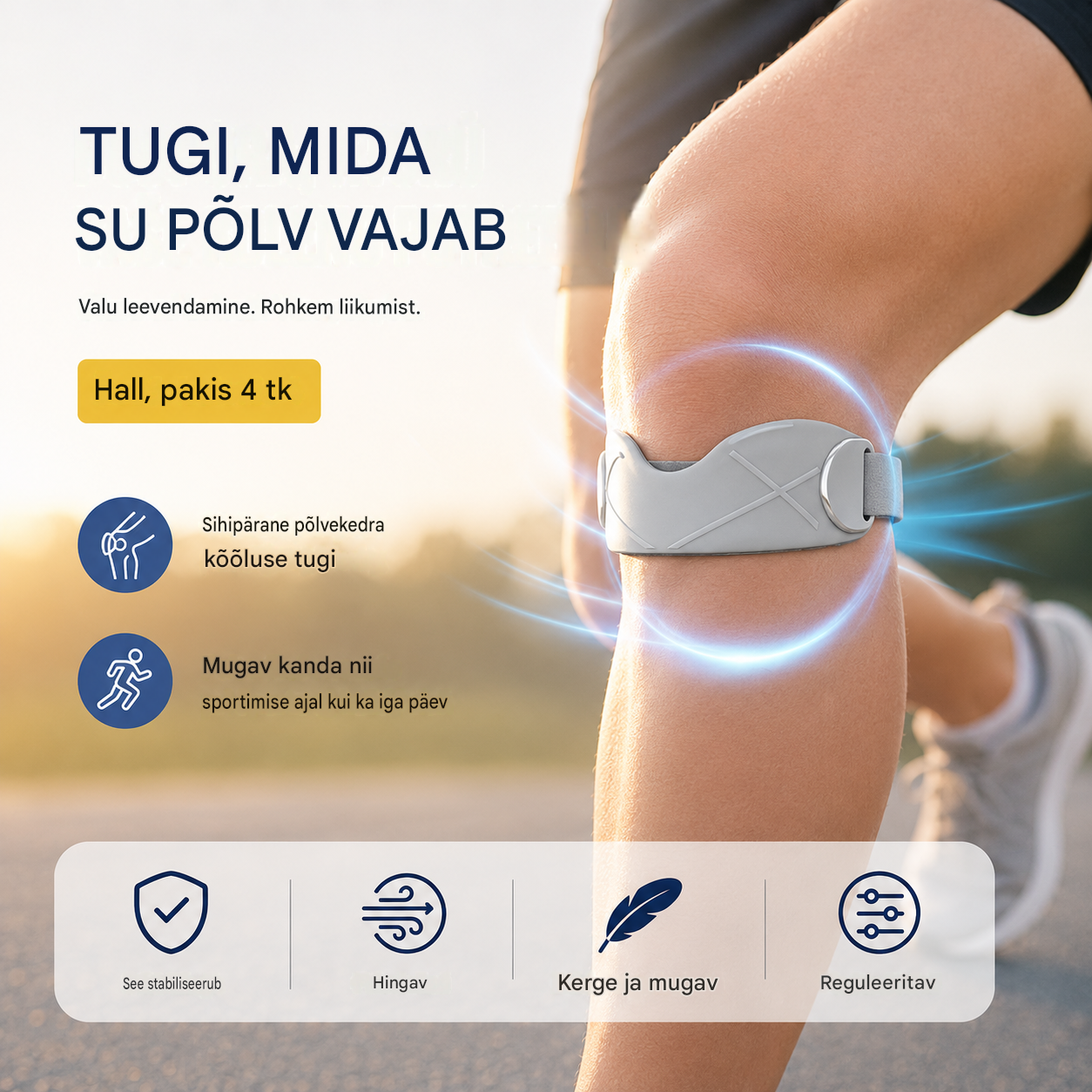 4 paari 27 euro eest🏃‍♀️ Sportlik põlvetugi👉 Põlv vajab aega. See teip annab seda sulle.
