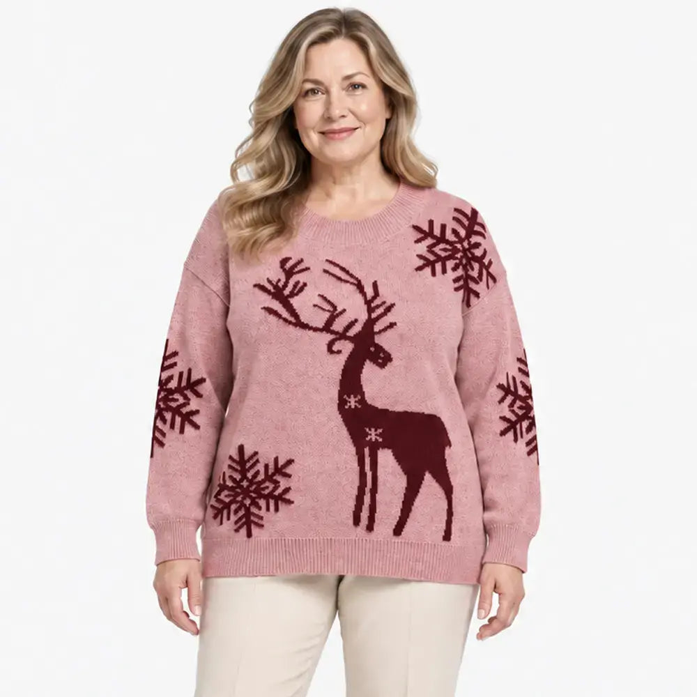 【XS-3XL/3 szín】2026 Ősz/Tél Új Stílusú Szarvas Jacquard Mintás, Kerek Nyakú Felsőruházat Pulóver