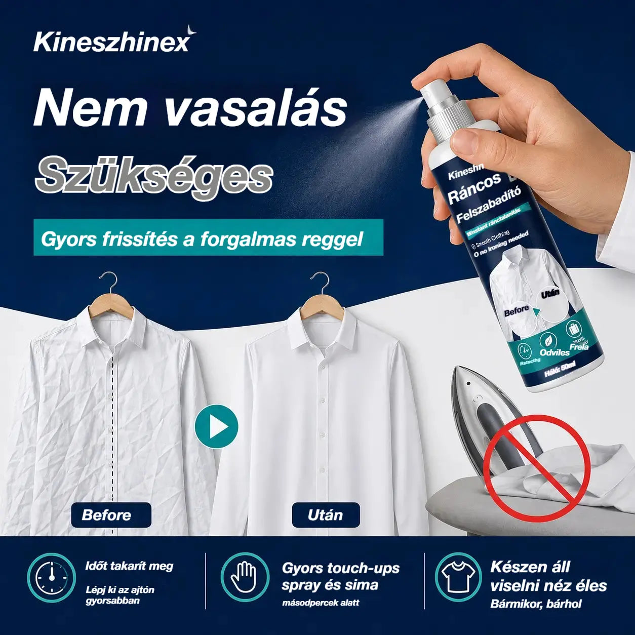 3 üveg 8900 Ft👔Ránctalanító spray ruhákra✨ Azonnali ránctalanítás - vasalásmentes, utazáshoz is tökéletes, statikus elektromosságmentes és friss.
