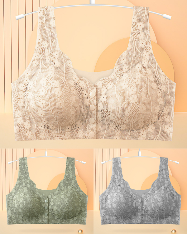 👙【3 darab 9500 Ft】Női vezeték nélküli csipke melltartó elülső rögzítéssel