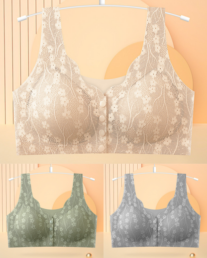 👙【3 darab 9500 Ft】Női vezeték nélküli csipke melltartó elülső rögzítéssel