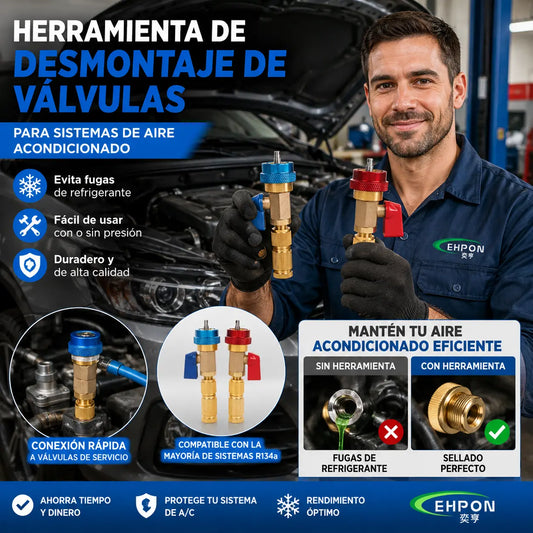 ⏳🔥¡50% DE DESCUENTO POR TIEMPO LIMITADO! ⏰🚗Instalador de extracción rápida de núcleo de válvula – R134A, alta/baja presión, sin pérdida de refrigerante ✨