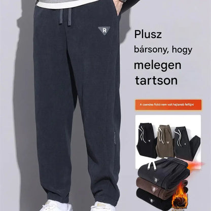 🔥【M-5XL】🖤Új férfi téli nadrág – polárbéléses, megerősített kordbársony; meleg, lezser férfi nadrág.