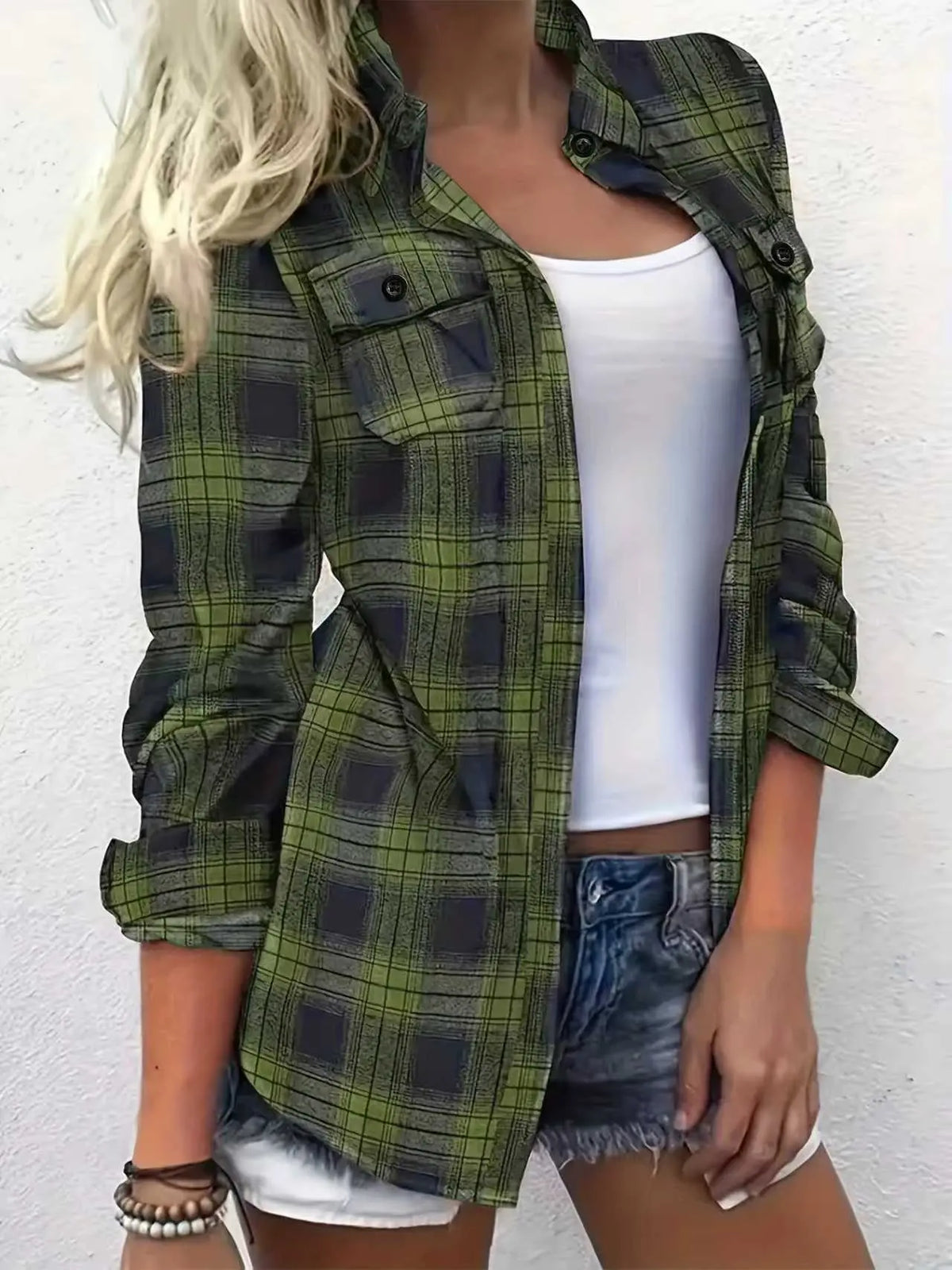 🔥【XL-5XL】🎁🍂 Új őszi/téli hétköznapi, hosszú ujjú, kockás, galléros dzseki