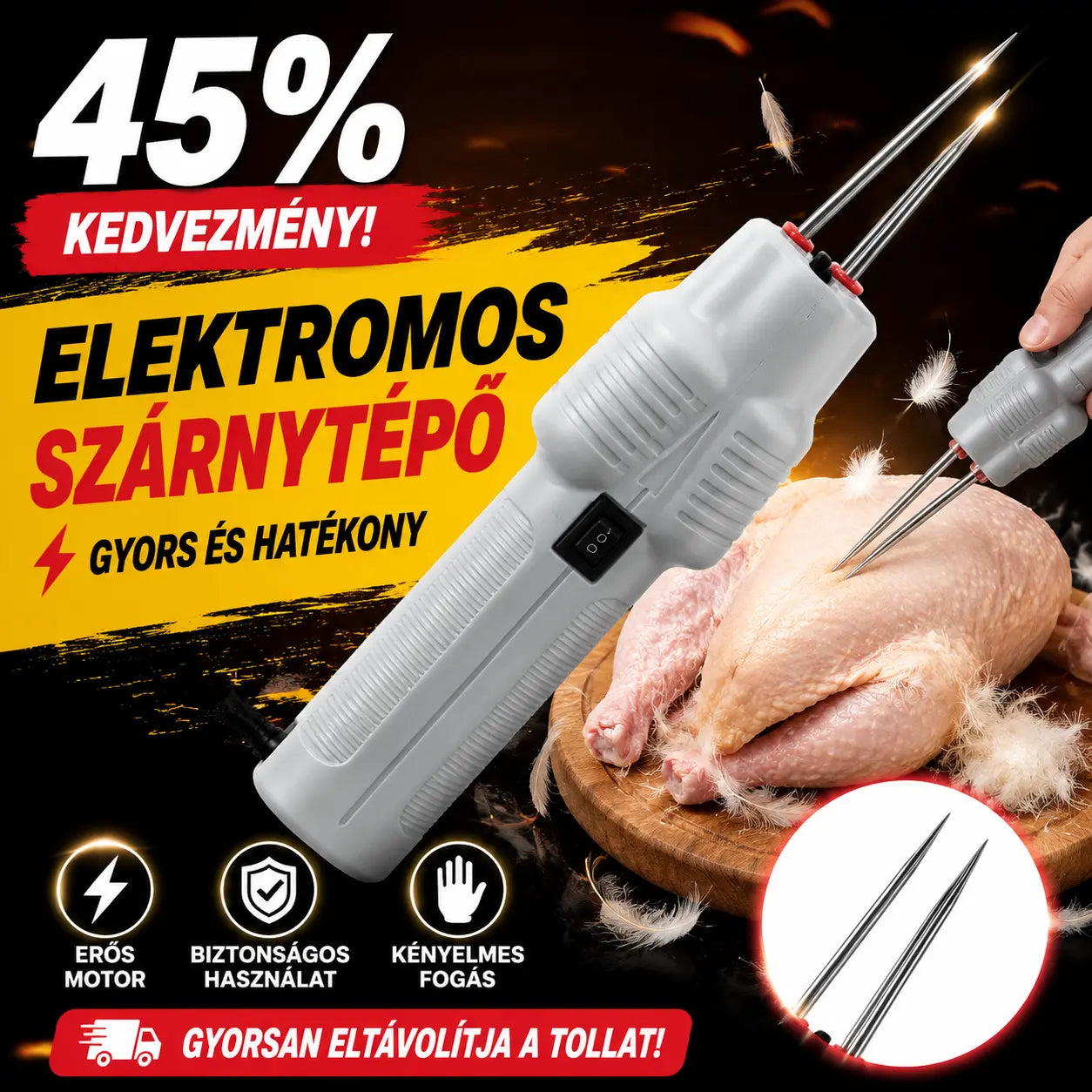 🛒【45% KEDVEZMÉNY】🦆🦆 Elektromos baromfiszőrtelenítő｜Nagy hatékonyságú szőrtelenítés, idő- és energiamegtakarítás
