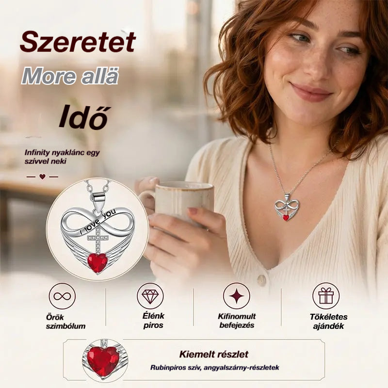 ✨Nyaklánc kereszt medállal, végtelen szívvel és szárnnyal