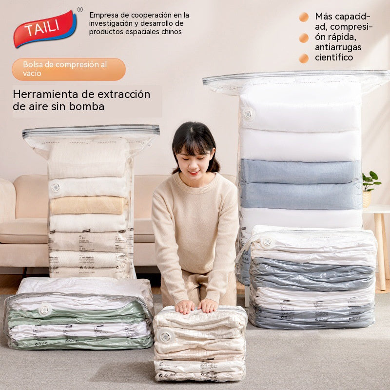 ✨（5 piezas）💨 Bolsa de almacenamiento al vacío grande y compresible: no requiere bomba, es a prueba de fugas e ideal para ahorrar espacio en maletas y en casa ✈️