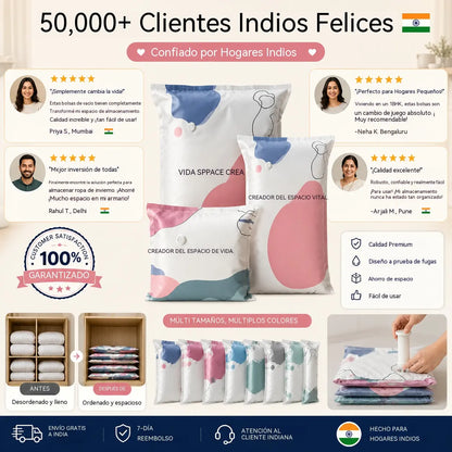 🧳【Juego de 5 piezas 28 euros】💨 Bolsa de almacenamiento al vacío grande y compresible: no requiere bomba, es a prueba de fugas e ideal para ahorrar espacio en maletas y en casa ✈️