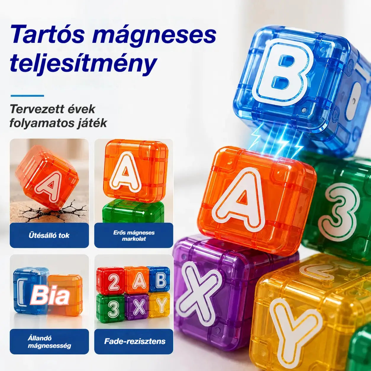 📢📢40% kedvezmény korlátozott ideig! 【40 építőkocka + tárolódoboz】⏰ Mágneses betű- és számépítő kockák gyerekeknek