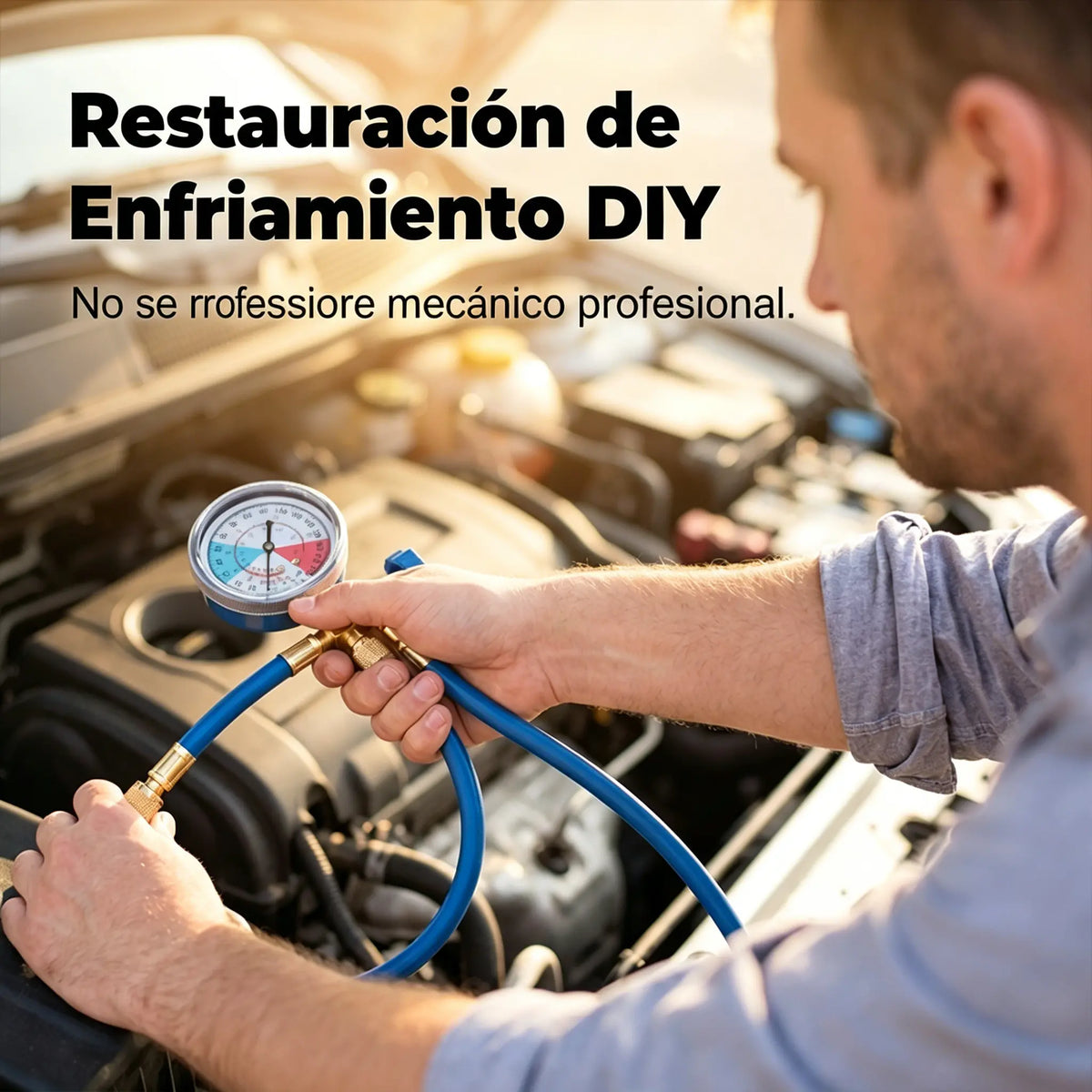 🔥【30% OFF】🔧❄️ Manguera de recarga de refrigerante AC R134a con manómetro – Antifugas, fácil de leer y compatible con coches, camiones o aire acondicionado doméstico – Recarga DIY segura 🚗