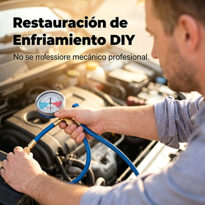 🔥【30% OFF】🔧❄️ Manguera de recarga de refrigerante AC R134a con manómetro – Antifugas, fácil de leer y compatible con coches, camiones o aire acondicionado doméstico – Recarga DIY segura 🚗