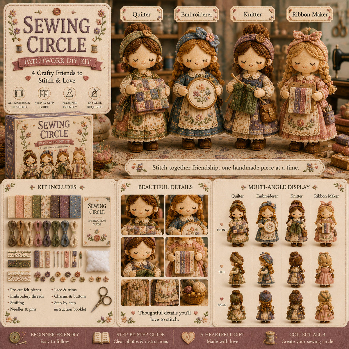 Último día: ¡Disfruta de un 49% de descuento!  Kit de patchwork para armar en miniatura de la serie Mundo en miniatura.