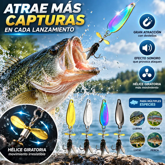 🎣 ¡50% DE DESCUENTO! 🔥12 piezas 26 euros✨ Señuelos giratorios de metal: efectivos y duraderos para la pesca ✨