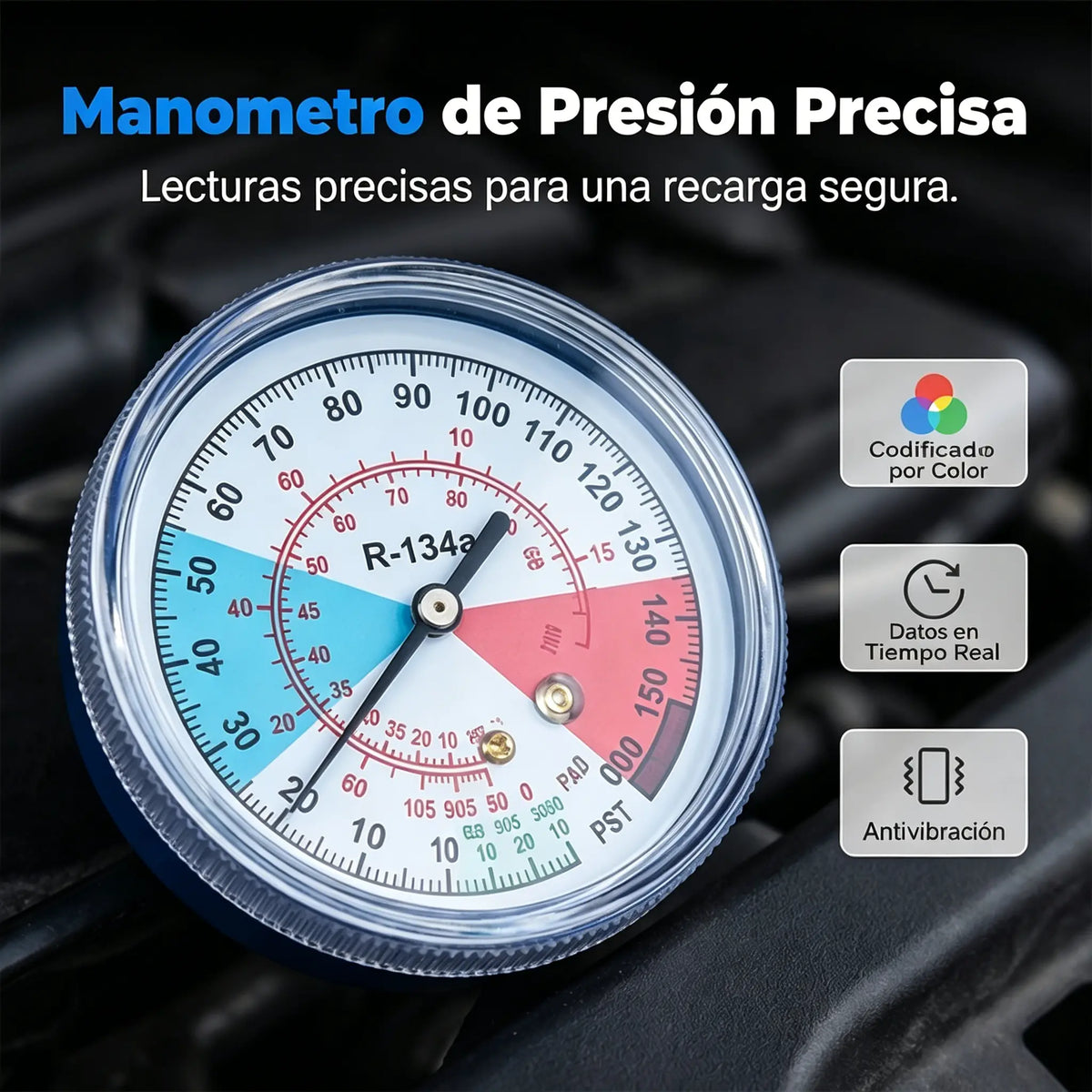 🔥【30% OFF】🔧❄️ Manguera de recarga de refrigerante AC R134a con manómetro – Antifugas, fácil de leer y compatible con coches, camiones o aire acondicionado doméstico – Recarga DIY segura 🚗