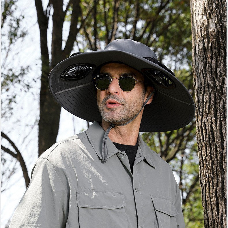 🧢 ¡Oferta por tiempo limitado: 40% de descuento! ☀️ Sombrero de pescador unisex con energía solar, protección solar y ventilador – UPF 50+, transpirable, correa ajustable, fácil de llevar ✨