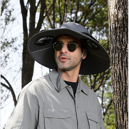 🧢 ¡Oferta por tiempo limitado: 40% de descuento! ☀️ Sombrero de pescador unisex con energía solar, protección solar y ventilador – UPF 50+, transpirable, correa ajustable, fácil de llevar ✨