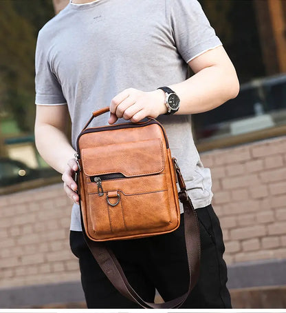 🏆【Versión de piel auténtica de primera calidad】💼Bolso de hombro vintage informal de gran capacidad para hombre