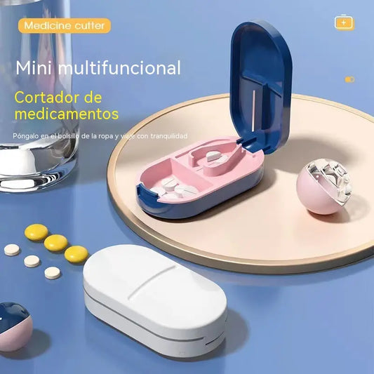 ⏰🎉【Juego de 6】✂💊Cortador de pastillas portátil 2 en 1 y organizador de almacenamiento