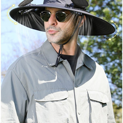 🧢 ¡Oferta por tiempo limitado: 40% de descuento! ☀️ Sombrero de pescador unisex con energía solar, protección solar y ventilador – UPF 50+, transpirable, correa ajustable, fácil de llevar ✨