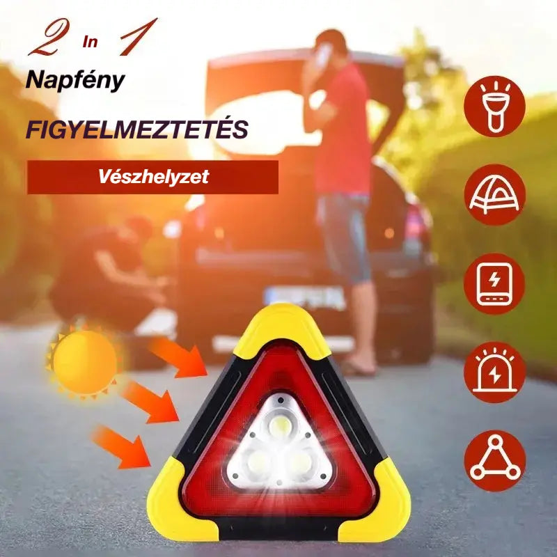 🚗Három az egyben napelemes háromszög alakú vészjelző lámpa