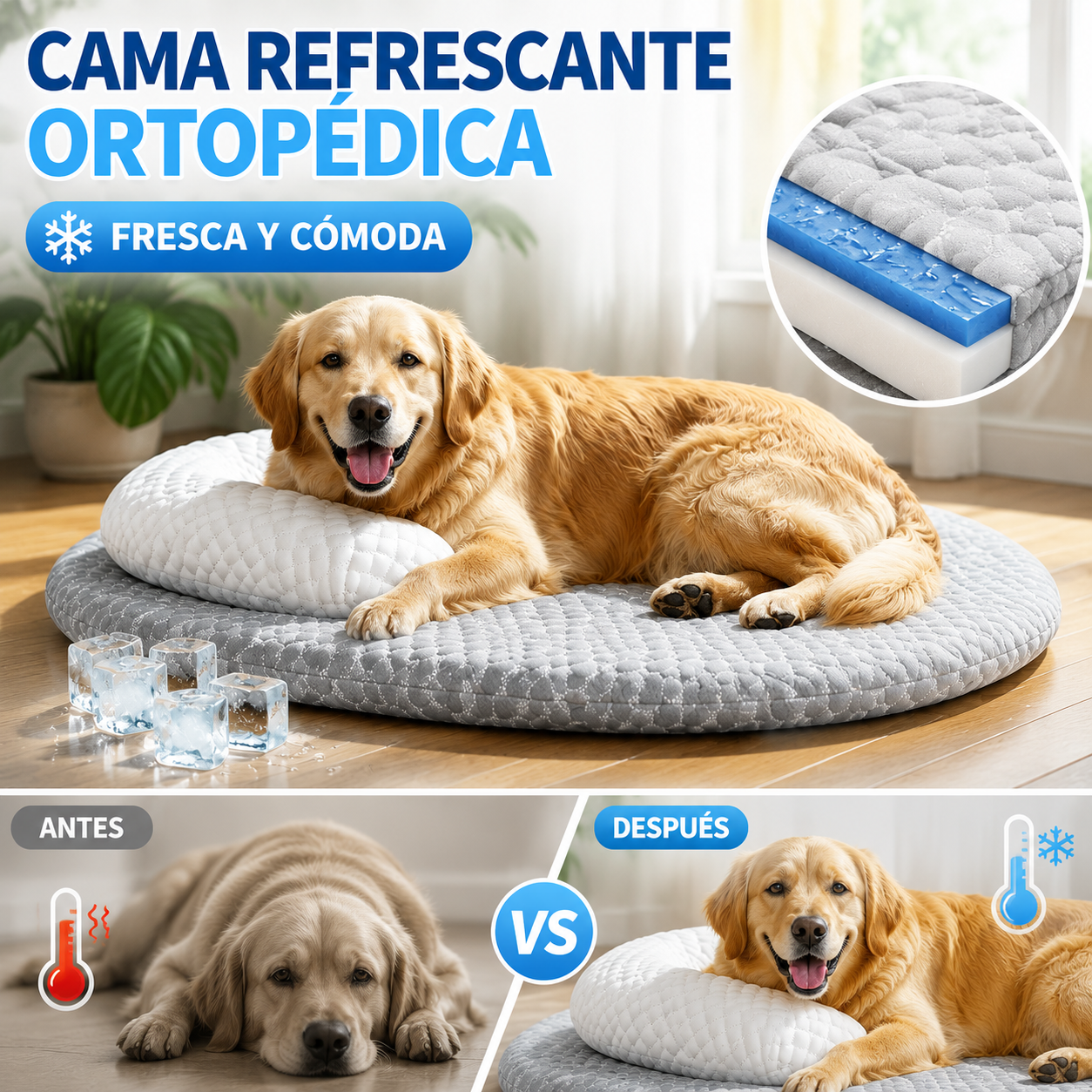 🐱🐕🛏️ Cama refrescante para mascotas con malla transpirable