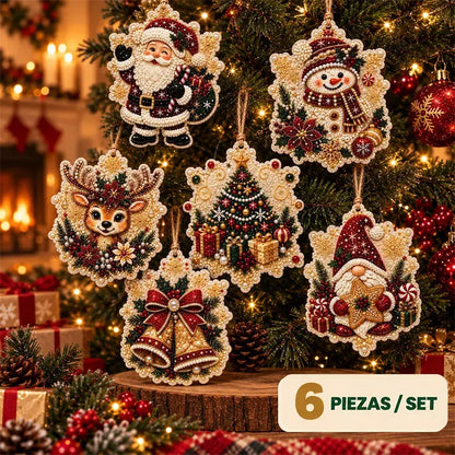 🎄 6 részes DIY gyémántkirakós karácsonyi díszkészlet – Kreatív családi projekt, amely tökéletes a karácsonyfára, ablakba vagy ajándéknak!