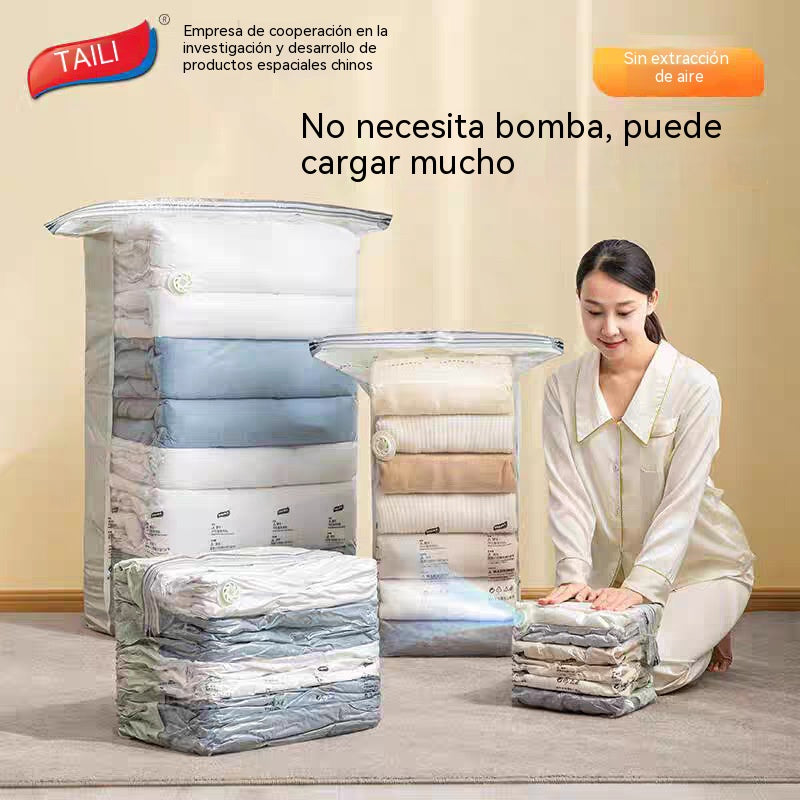 ✨（5 piezas）💨 Bolsa de almacenamiento al vacío grande y compresible: no requiere bomba, es a prueba de fugas e ideal para ahorrar espacio en maletas y en casa ✈️