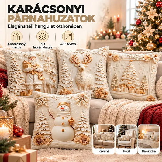 【4 részes szett】9200 Ft 🎅 Karácsonyi akció: 49% kedvezmény 🎄 Karácsonyi mintás párnahuzat